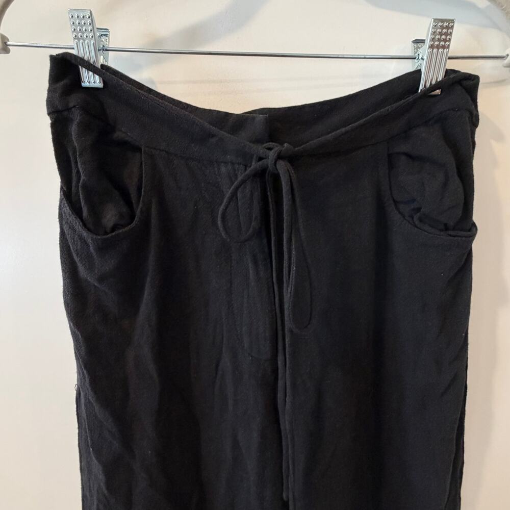 Princess Polly Rayon Linen Slouchy Black Trouser Drawstring High-rise NWOT